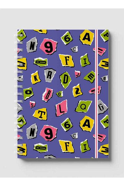 LOWHA Spiral Notebook with Front and Back Hard Covers Featuring Torn Letters & Number Design
