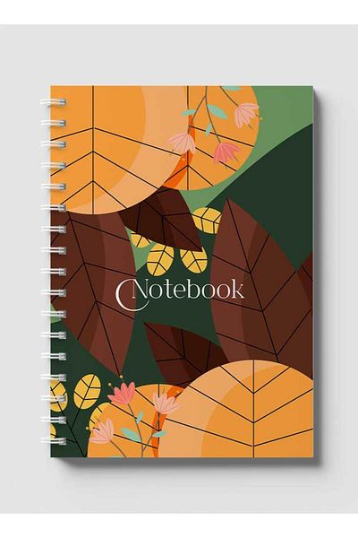 LOWHA Spiral Notebook with Front and Back Hard Covers Featuring Classical Theme Leaves Design