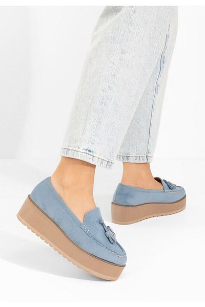 B T Shoes Leondra blue platform loafers