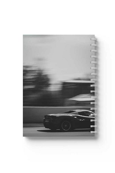 LOWHA Spiral Notebook with Front and Back Hard Covers Featuring Racing Car Design