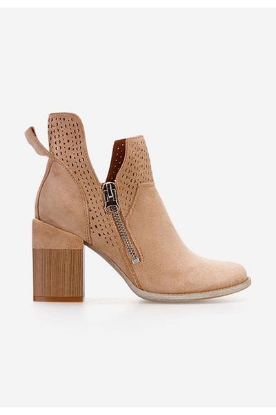 B T Shoes Esperanza khaki heeled ankle boots