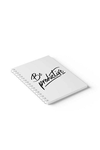 LOWHA Spiral Notebook with Front and Back Hard Covers Featuring Be Productive Design