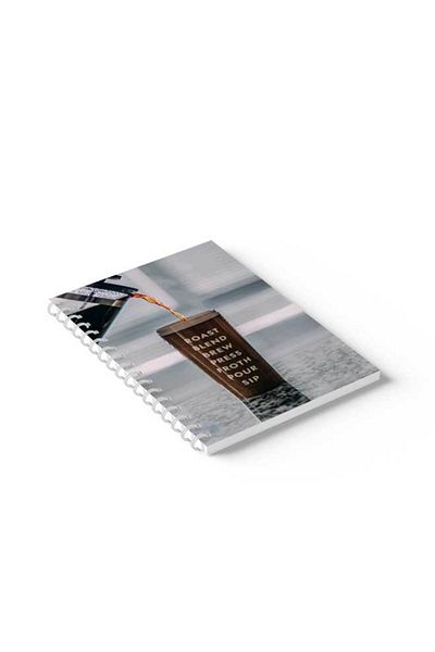 LOWHA Spiral Notebook with Front and Back Hard Covers Featuring Coffee Design