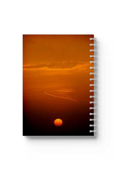 LOWHA دفتر ملاحظات حلزوني مع غلافين أمامي وخلفي صلبين بتصميم غروب الشمس