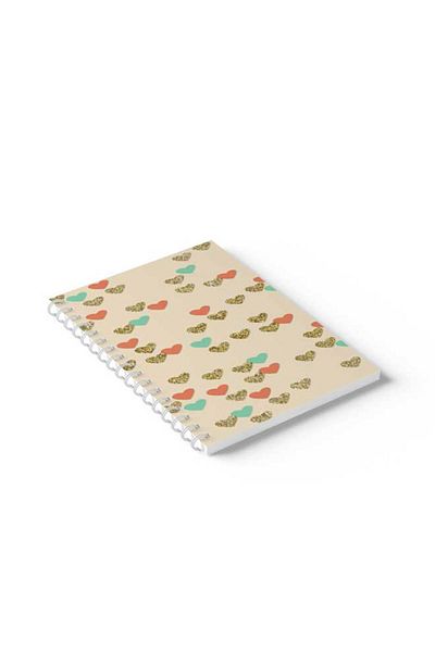 LOWHA Spiral Notebook with Front and Back Hard Covers Featuring Small Hearts Design