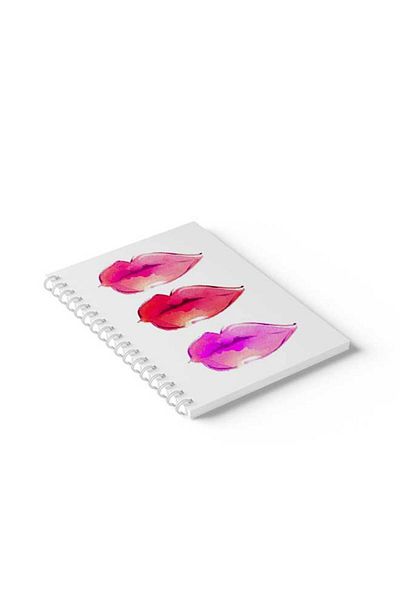 LOWHA Spiral Notebook with Front and Back Hard Covers Featuring Lips Design