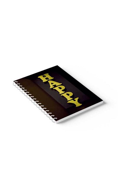 LOWHA Spiral Notebook with Front and Back Hard Covers Featuring Happy Design