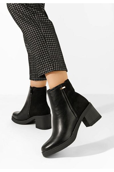 B T Shoes Black Badria chunky heel ankle boots