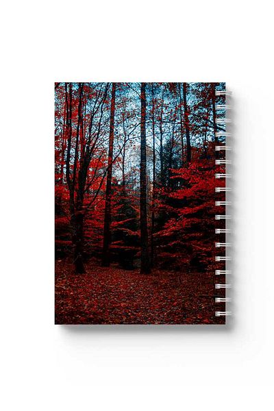 LOWHA Spiral Notebook with Front and Back Hard Covers Featuring Red Woods Design