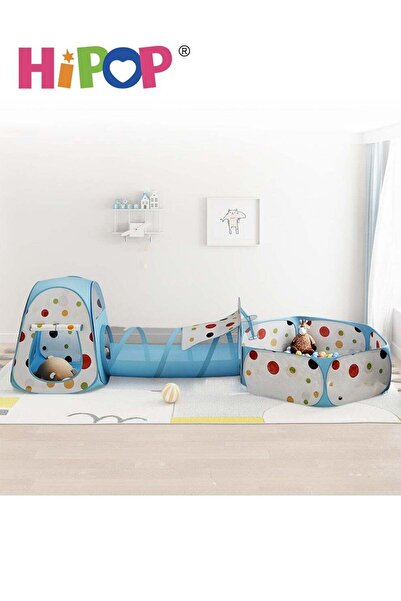 N2Y خيمة لعب قماشية مُحدثة مع نفق وسلة ومسبح كرات وألعاب داخلية وخارجية