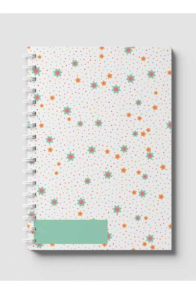 LOWHA Spiral Notebook with Front and Back Hard Covers Featuring Dots & Stars Design