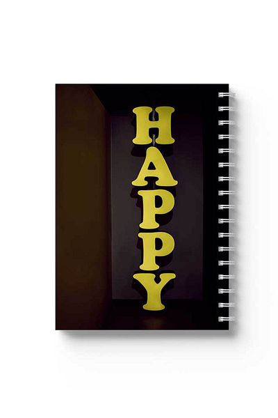 LOWHA Spiral Notebook with Front and Back Hard Covers Featuring Happy Design