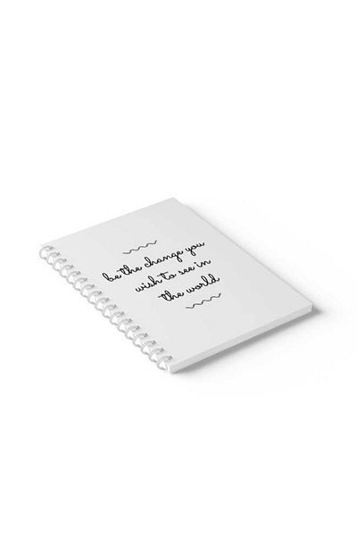 LOWHA Spiral Notebook with Front and Back Hard Covers Featuring Be the Change You Wish Design