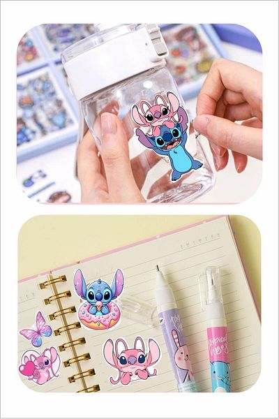 Piksel Grafik Stitch and Angel Sticker Set - Pen, Laptop Notebook Water Bottle Sticker