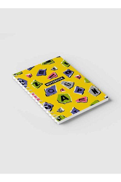 LOWHA Spiral Notebook with Front and Back Hard Covers Featuring Torn Letters & Number Design