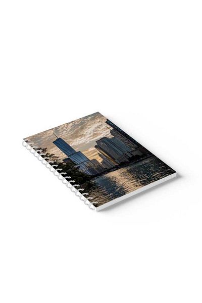 LOWHA Spiral Notebook with Front and Back Hard Covers Featuring Part of the City Design