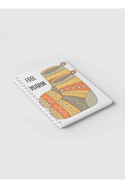 LOWHA Spiral Notebook with Front and Back Hard Covers Featuring Feel Warm Boots Drawing Design