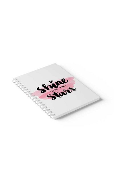 LOWHA Spiral Notebook with Front and Back Hard Covers Featuring Shine Like the Stars Design