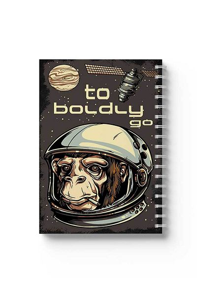 LOWHA Spiral Notebook with Front and Back Hard Covers Featuring to Boldly Go Design