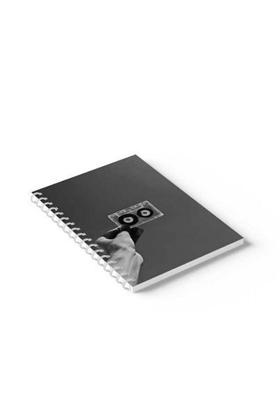 LOWHA Spiral Notebook with Front and Back Hard Covers Featuring Old Tape Design