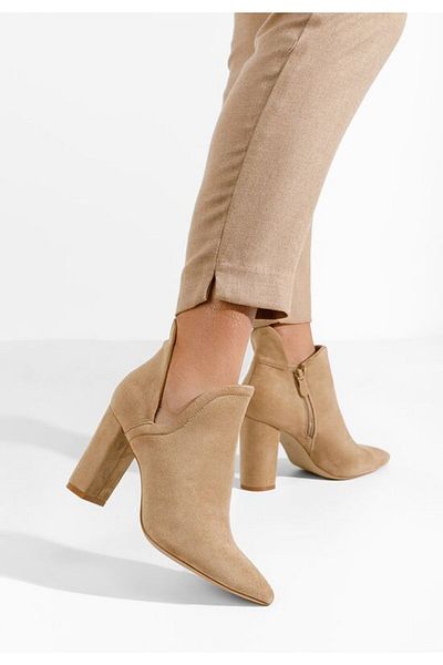 B T Shoes Iryma khaki chunky heel ankle boots