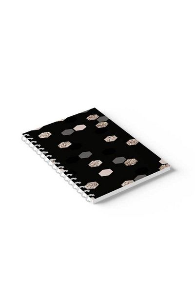 LOWHA Spiral Notebook with Front and Back Hard Covers Featuring Shapes Design