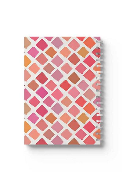 LOWHA Spiral Notebook with Front and Back Hard Covers Featuring Qolourful Squares Design