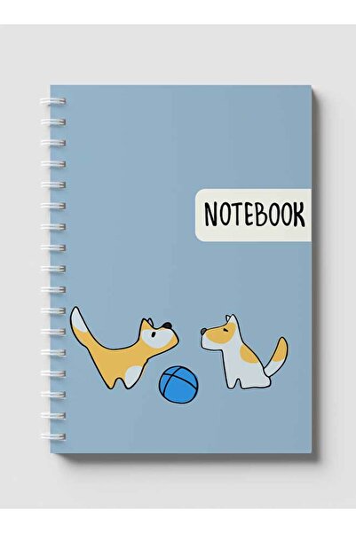 LOWHA دفتر ملاحظات حلزوني مع غلافين أمامي وخلفي صلبين بتصميم كلاب وكرات