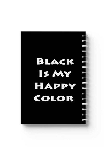 LOWHA Spiral Notebook with Front and Back Hard Covers Featuring Black Is My Happy Colour Design