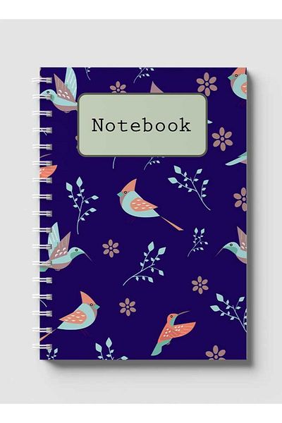 LOWHA Spiral Notebook with Front and Back Hard Covers Featuring Birds & Flower Design