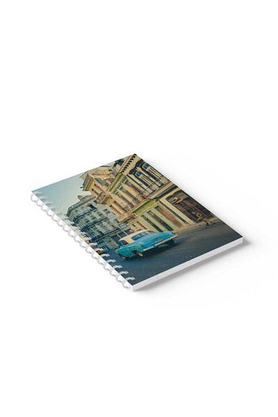 LOWHA Spiral Notebook with Front and Back Hard Covers Featuring Colourful Streets Design