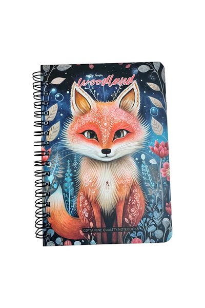 Polin Woodland Notepad, A6 Size, 96 Sheets Unlined, Spiral, Hard Cover, Cute Animal Pattern
