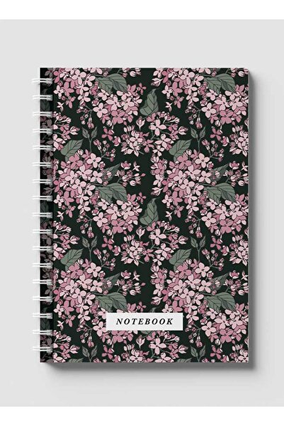 LOWHA دفتر ملاحظات حلزوني مع غلافين أمامي وخلفي صلبين بتصميم زهور