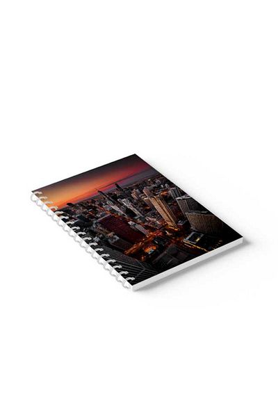 LOWHA Spiral Notebook with Front and Back Hard Covers Featuring City View Design