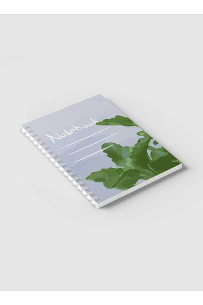 LOWHA Spiral Notebook with Front and Back Hard Covers Featuring Eco Style Leaves Design