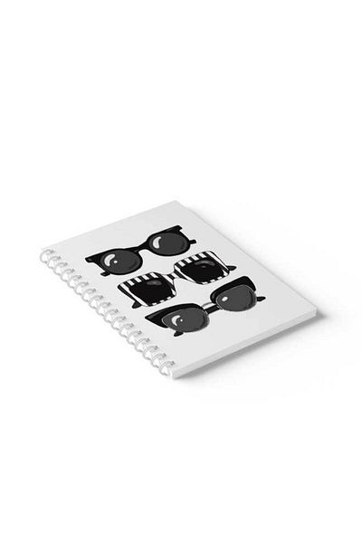 LOWHA Spiral Notebook with Front and Back Hard Covers Featuring Sun Glasses Design
