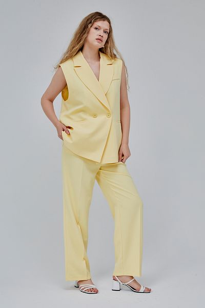 Bolivente Yellow Oversize Double Breasted Collar Lined Vest