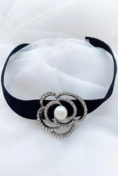 LIVOSH قلادة على شكل طوق من اللؤلؤ، قلادة أنيقة على شكل وردة