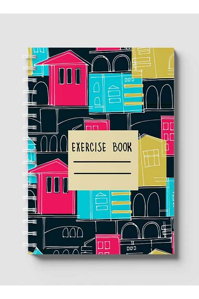 LOWHA Spiral Notebook with Front and Back Hard Covers Featuring Patterns with Cityscapes Design