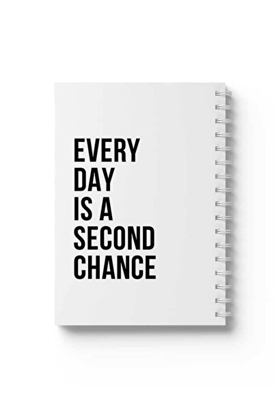 LOWHA دفتر ملاحظات حلزوني مع غلافين أمامي وخلفي صلبين بتصميم "كل يوم فرصة ثانية"