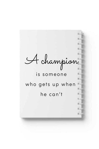 LOWHA Spiral Notebook with Front and Back Hard Covers Featuring A Champion Design