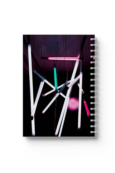 LOWHA Spiral Notebook with Front and Back Hard Covers Featuring Neon Lights Design
