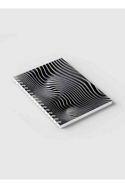 LOWHA Spiral Notebook with Front and Back Hard Covers Featuring Abstract Concrete Wavy Lines Design