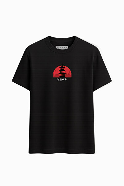 FANA تي شيرت كبير الحجم للجنسين على الطراز الياباني - مطبوع عليه شمس حمراء وب...