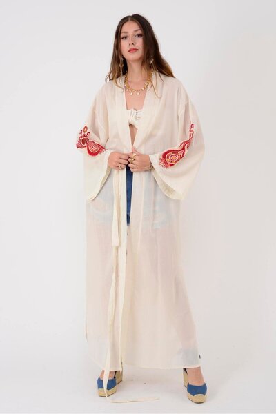 Park Moda Κιμονό & καφτάνι - Χρυσαφί - Κεντημένο-Ενθετημένο