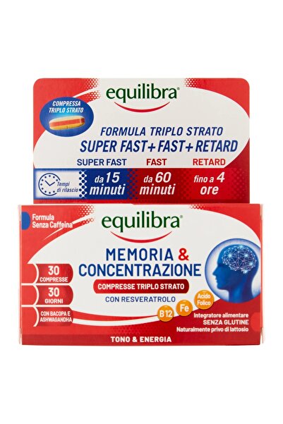 Equilibra Memorie si Concentrare, cu plante si vitamine pentru functiile cognitive, 30 tablete cu strat triplu