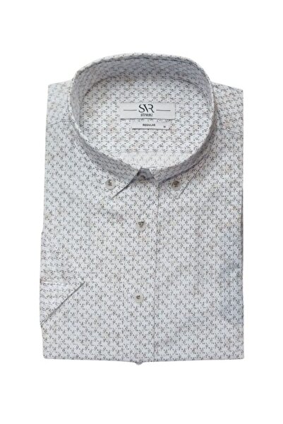 SÜVARİ RAHAT KALIP CEPLİ DESENLİ PREMİUM KISA KOLLU PAMUK GÖMLEK