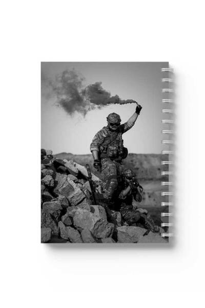 LOWHA دفتر ملاحظات حلزوني مع غلافين أمامي وخلفي صلبين بتصميم حربي