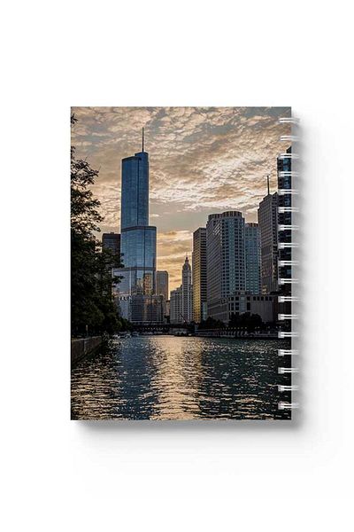 LOWHA Spiral Notebook with Front and Back Hard Covers Featuring Part of the City Design