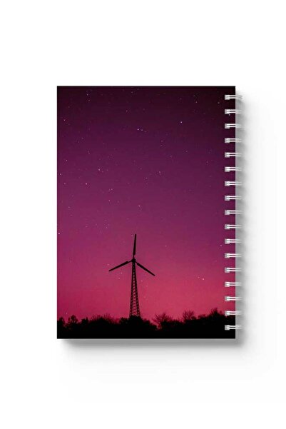 LOWHA دفتر ملاحظات حلزوني مع غلافين أمامي وخلفي صلبين بتصميم طاحونة هوائية